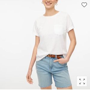 NWT white J Crew slub cotton-blend rolled short sleeve tee 2X